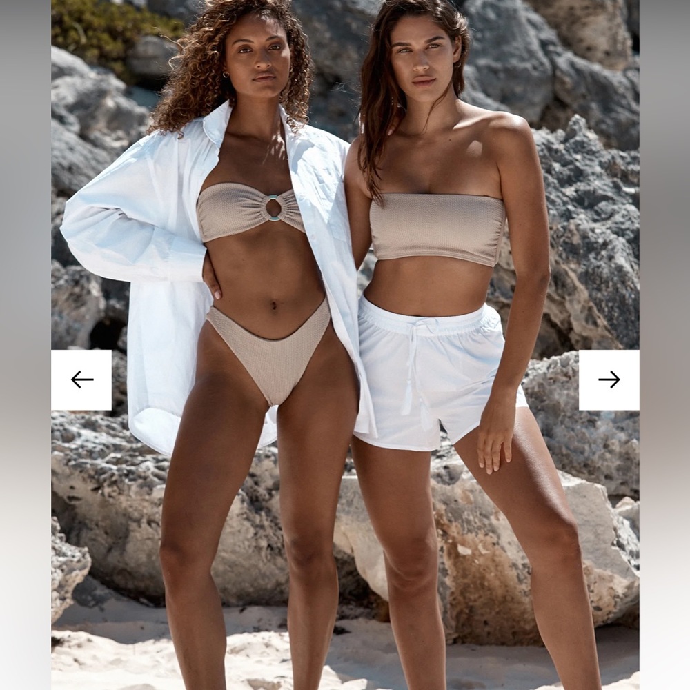 monday swimwear la jolla white cotton bikini cover up shorts size (P) XS NEW - Picture 8 of 11